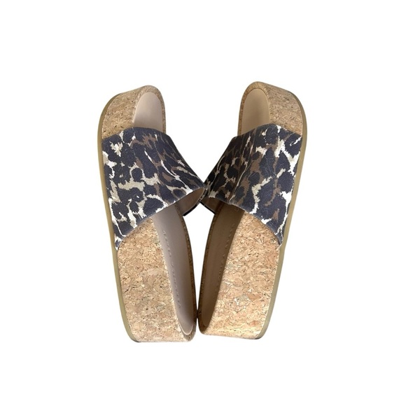 Veronica Beard Dresdyn Leopard Print Platform Slides Sz 6 Leather Cork Sandals - Picture 9 of 11